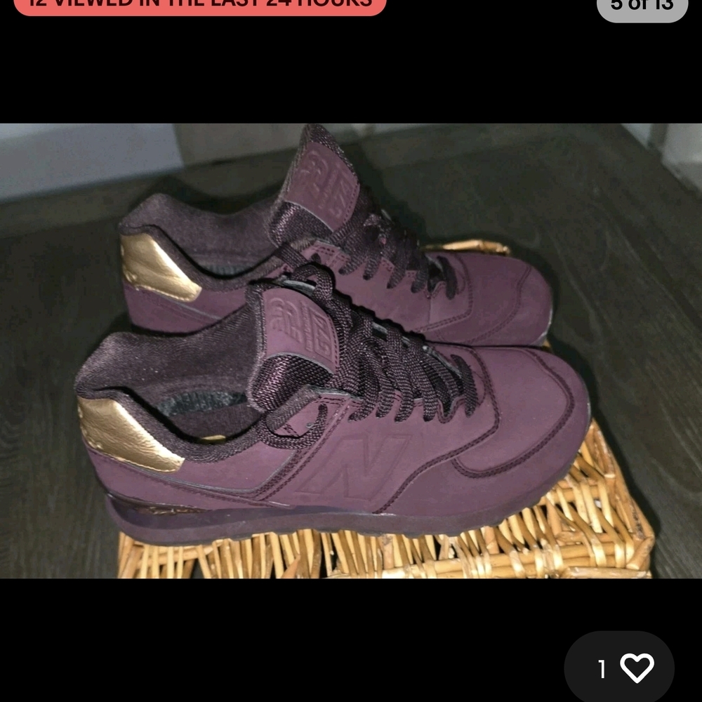 New Balance Maroon and Metallic Sneakers